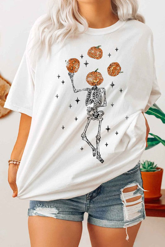 JUGGLING PUMPKIN GRAPHIC PLUS SIZE TEE / T SHIRT