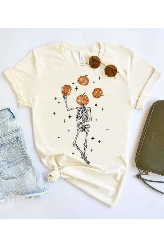 JUGGLING PUMPKIN GRAPHIC PLUS SIZE TEE / T SHIRT