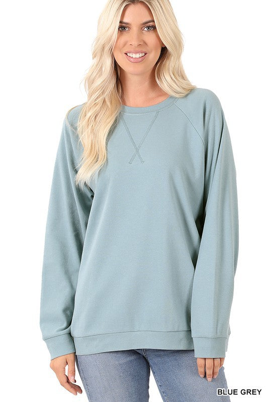 .COTTON RAGLAN SLEEVE ROUND NECK PULLOVER