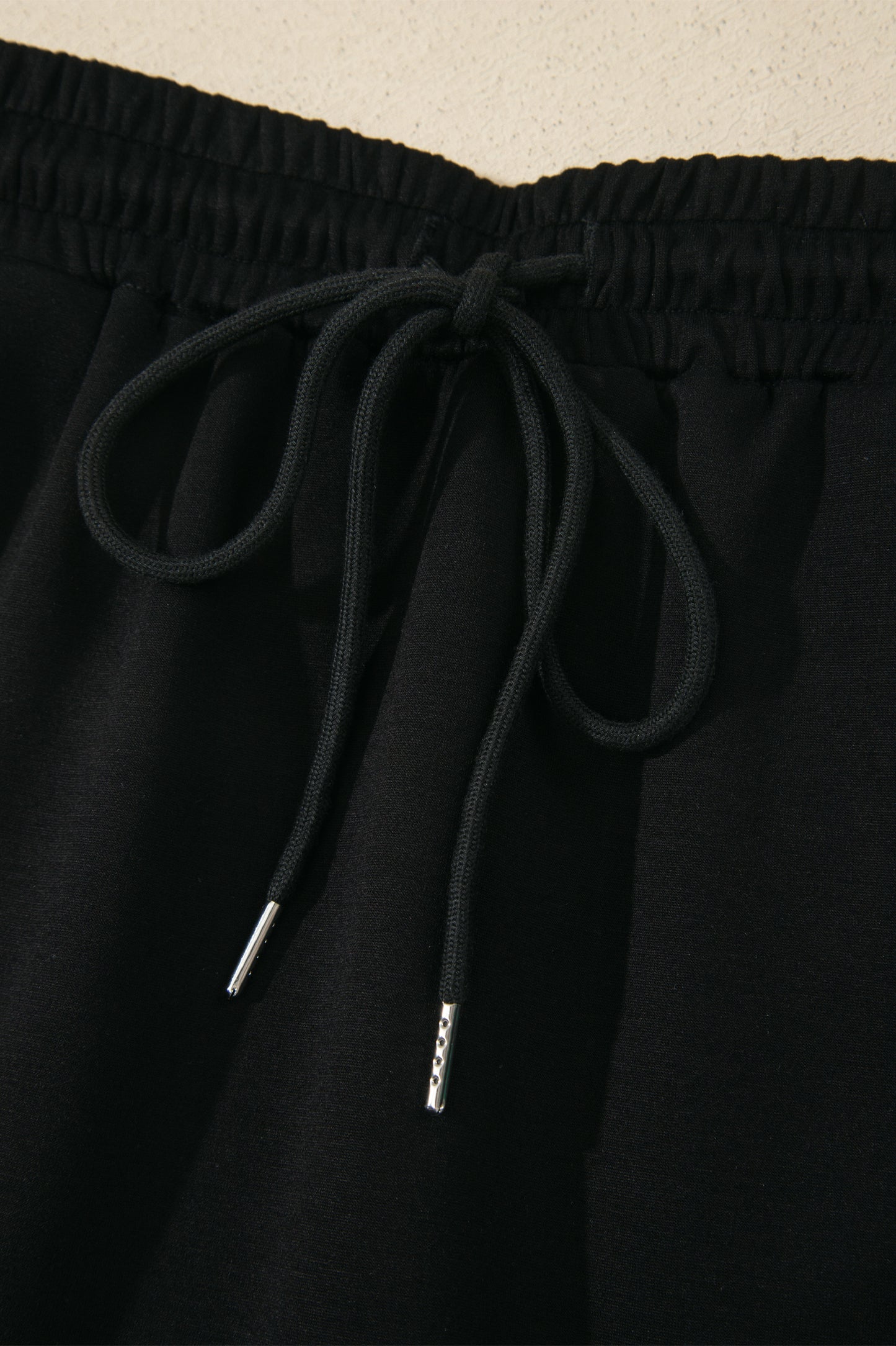 Black Preppy Striped Trim V Neck Polo Tee Drawstring Skort Set