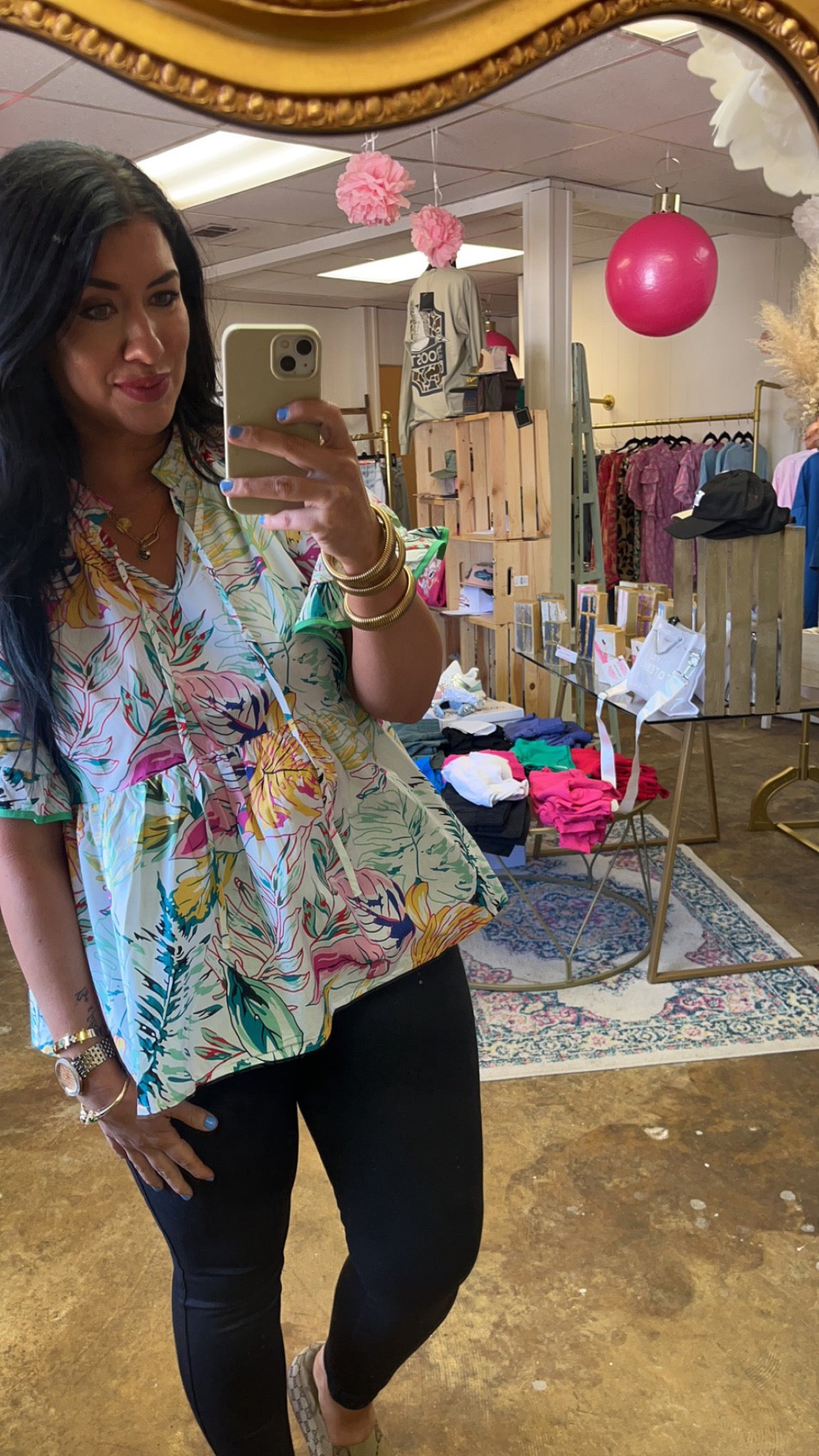 Tropical babydoll top
