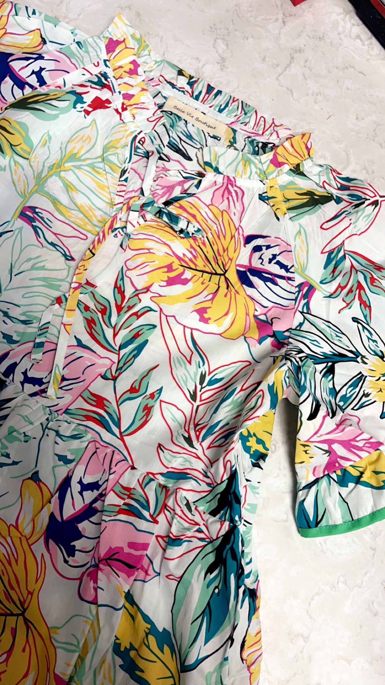 Tropical babydoll top