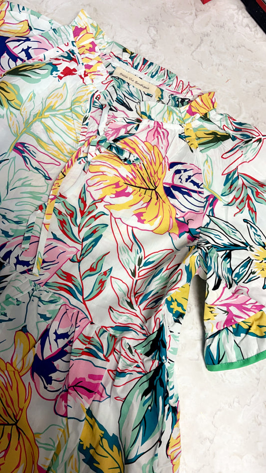 Tropical babydoll top