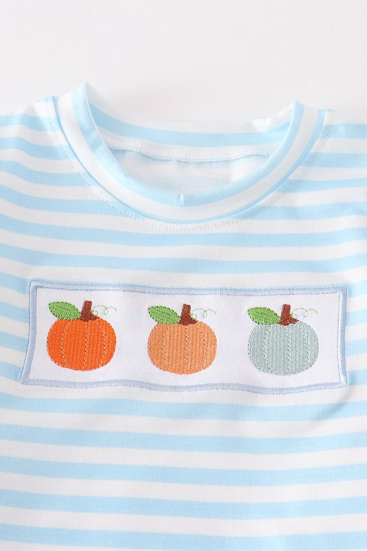 Kid Three pumpkin embroidery boy set
