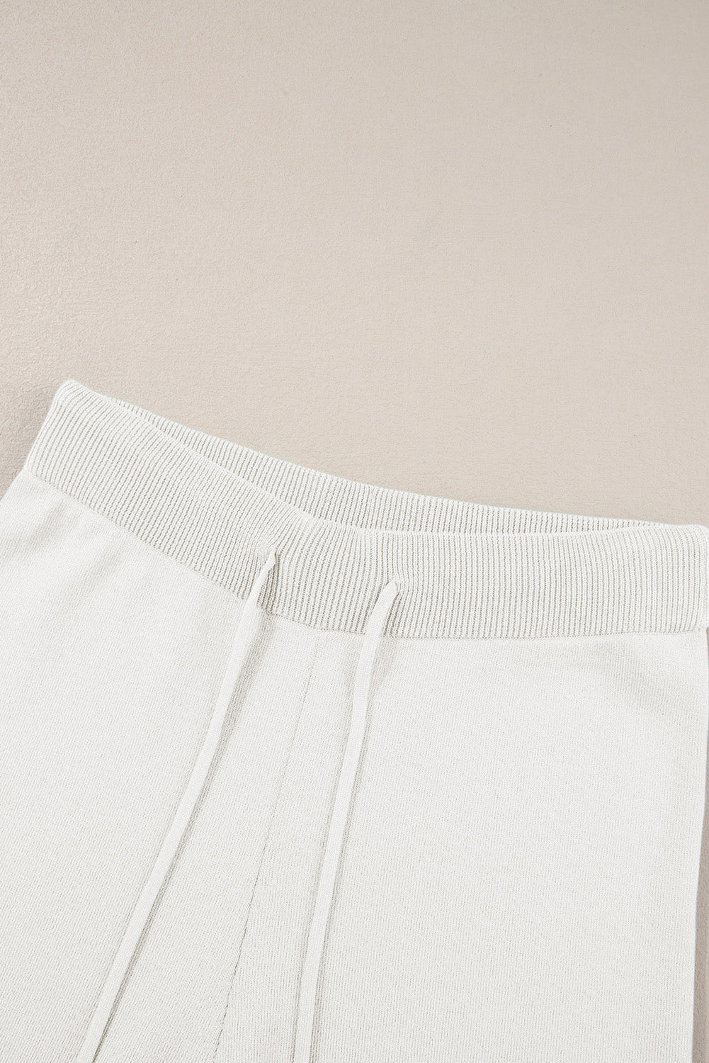 White Contrast Trim Half Sleeve Top Drawstring Pants Loose 2pcs Sweater Suit
