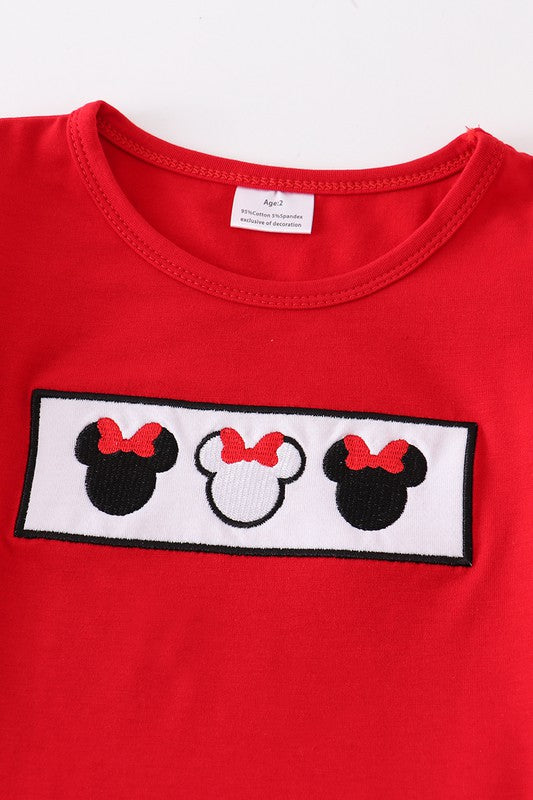 Red charactor embroidery girl set