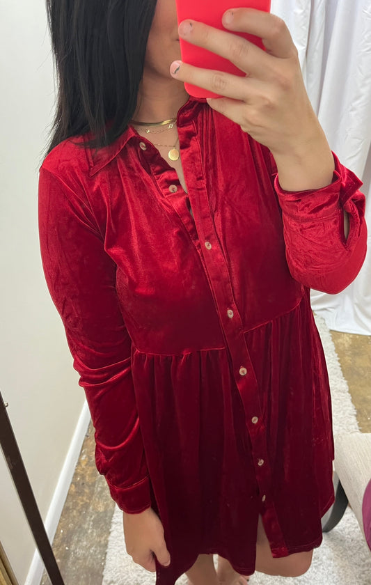 Red velvet dress