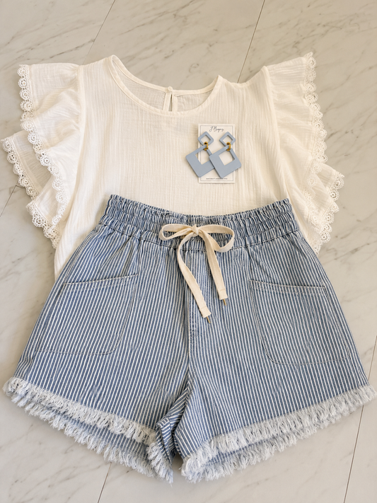 Denim stripped shorts