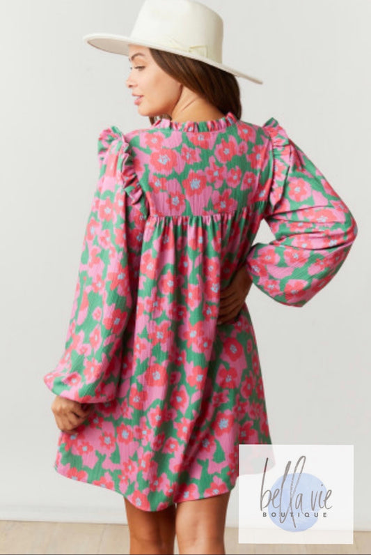 Floral pink dress