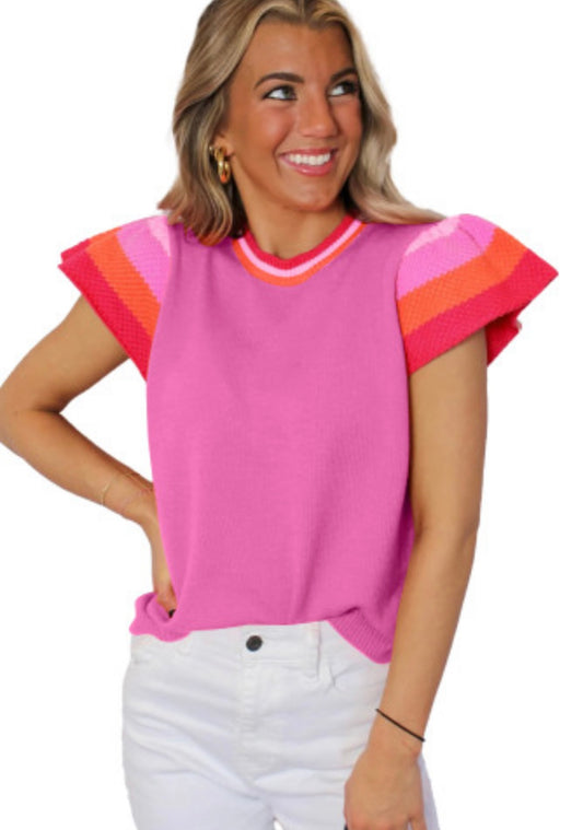 Pink colorblock ruffle