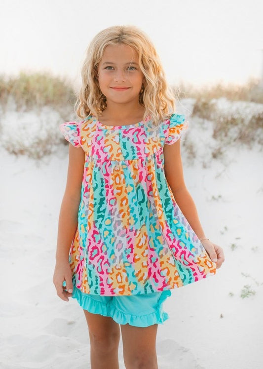 Leopard teal set