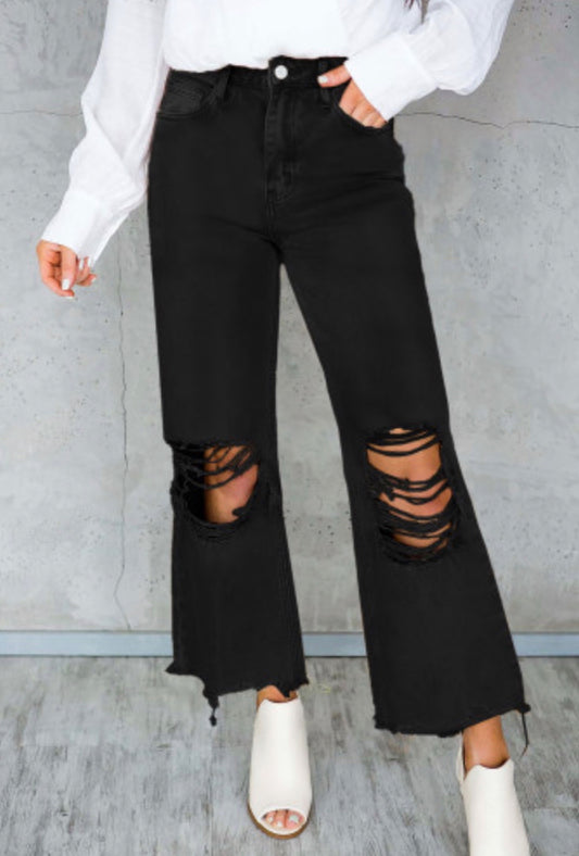 Cropped black jeans