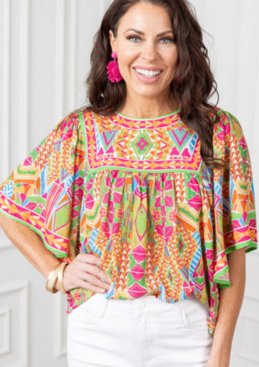 Bright aztec top