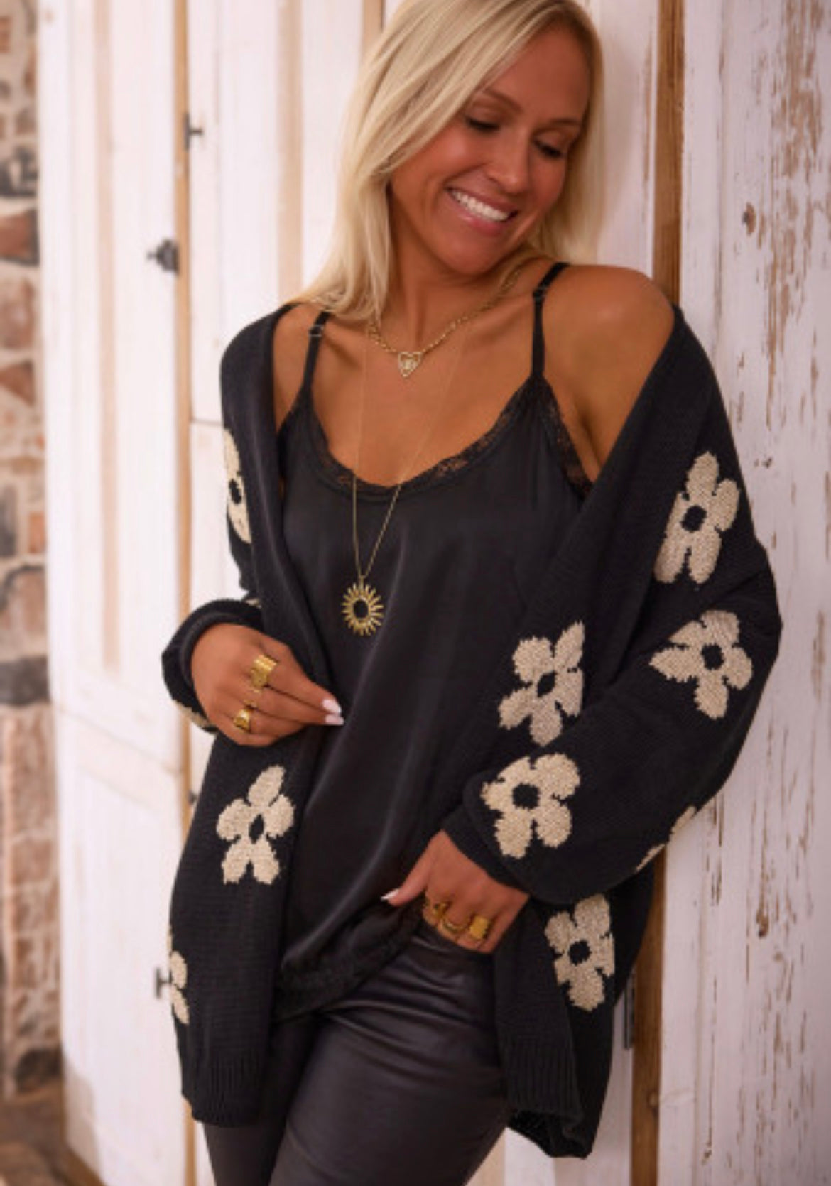 Black flower cardigan