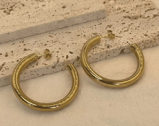 Gold plated gold hoops