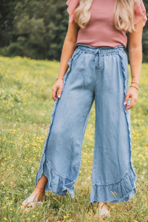 Ruffle denim