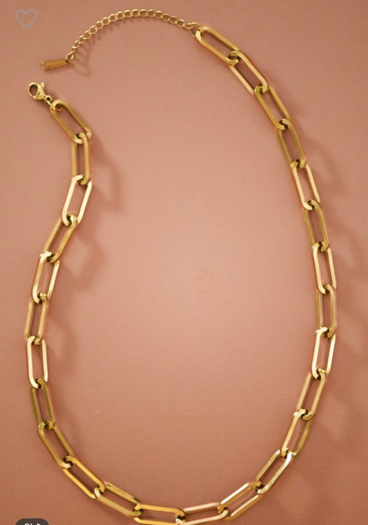 Paperclip chain 18 K gold necklace