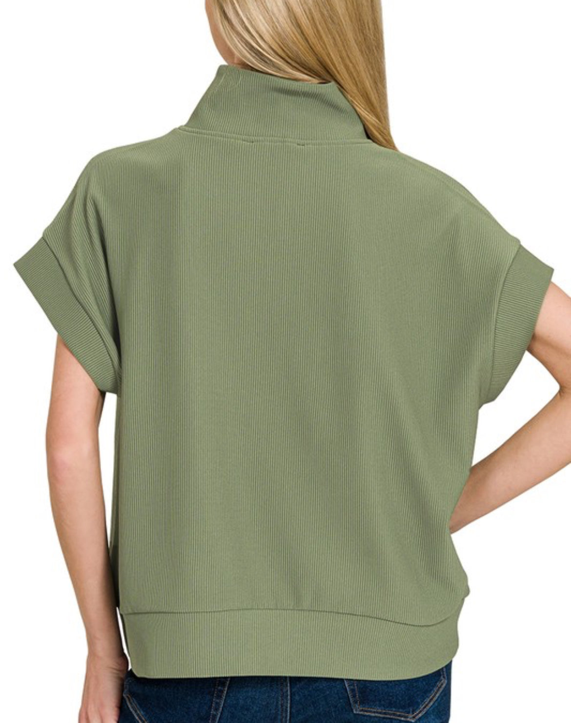 Olive half zip top