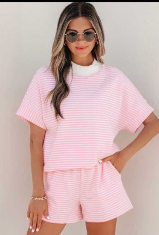 Soft pink stripe set