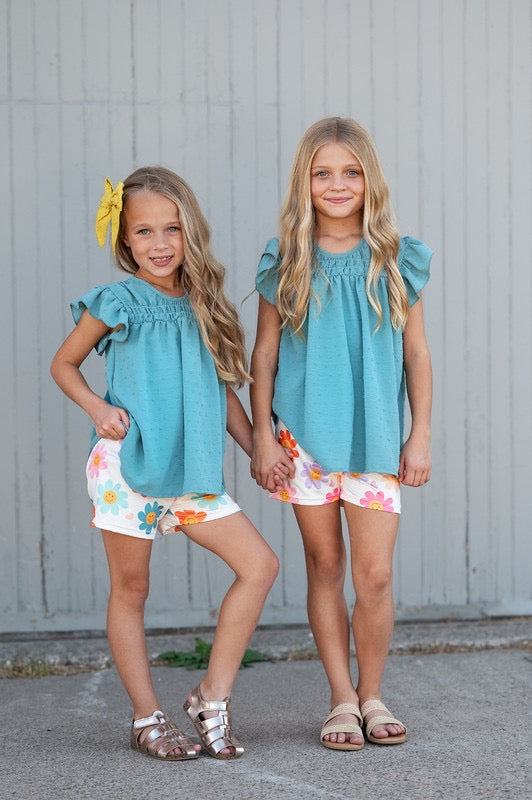 Girls teal retro set