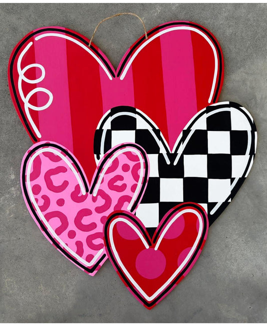 Trio heart door hanger