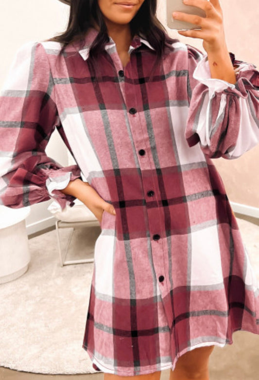 Plum plaid dress