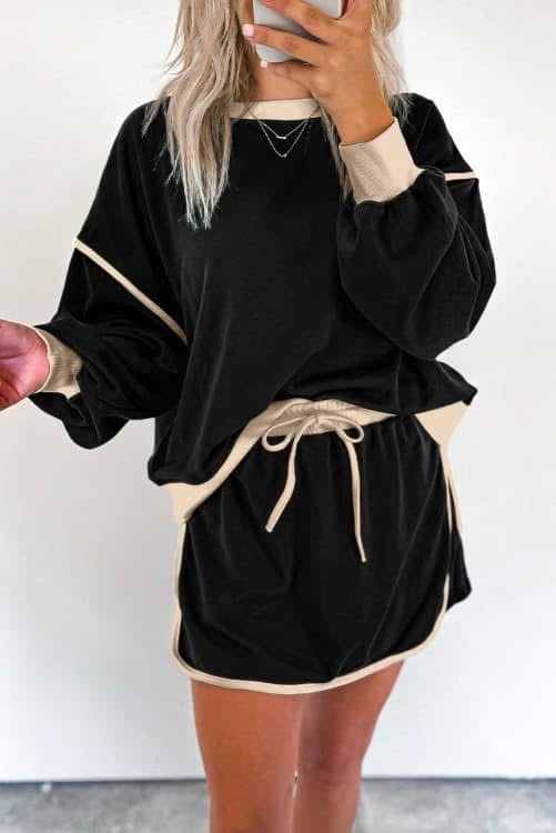 Black skort set