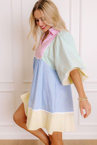 Color block scalloped dress