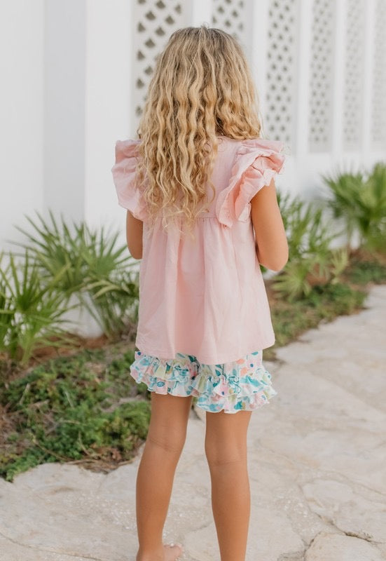 2 piece light pink floral set***