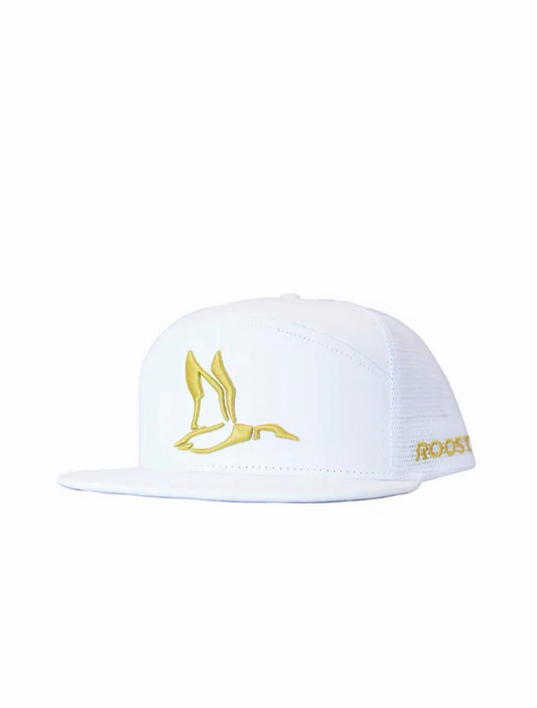 White/gold roost hat