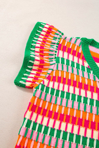 Multi color knitted sweater top