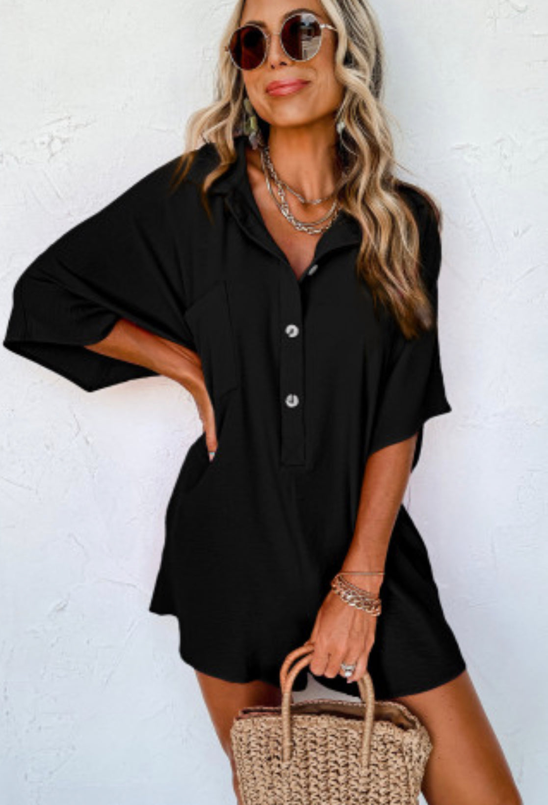 Loose black romper