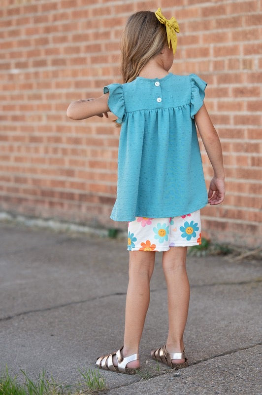 Girls teal retro set