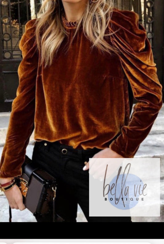 Rust velvet top