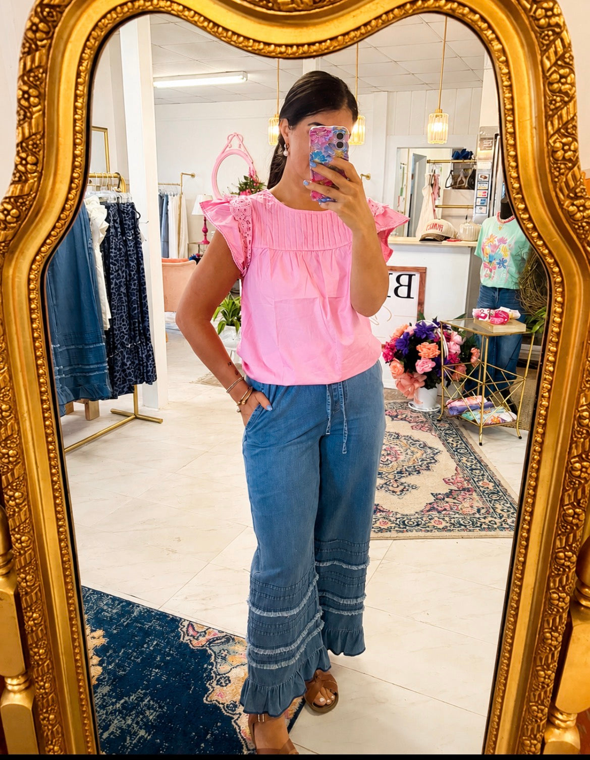 Ruffle blue Jean pants