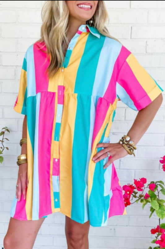 Color strip dress