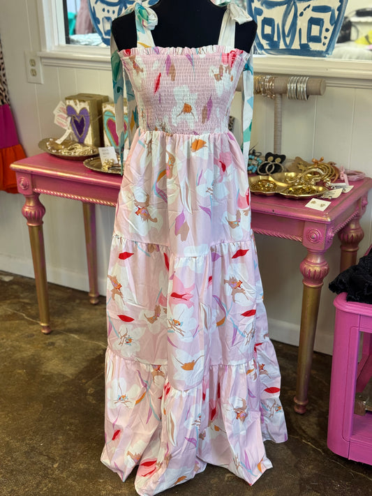 Baby doll pink tie dress