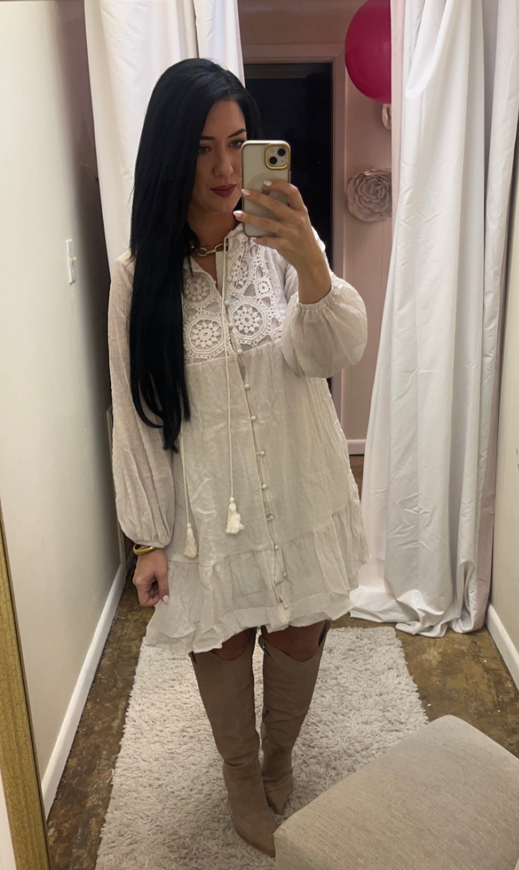 Cream crochet dress