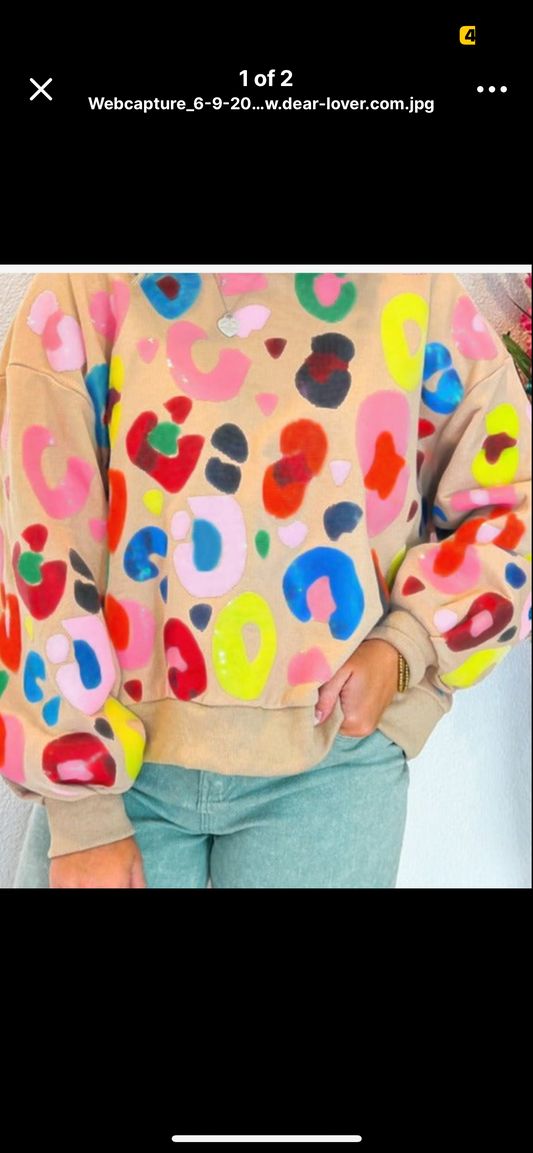 bright leopard sweatshirt