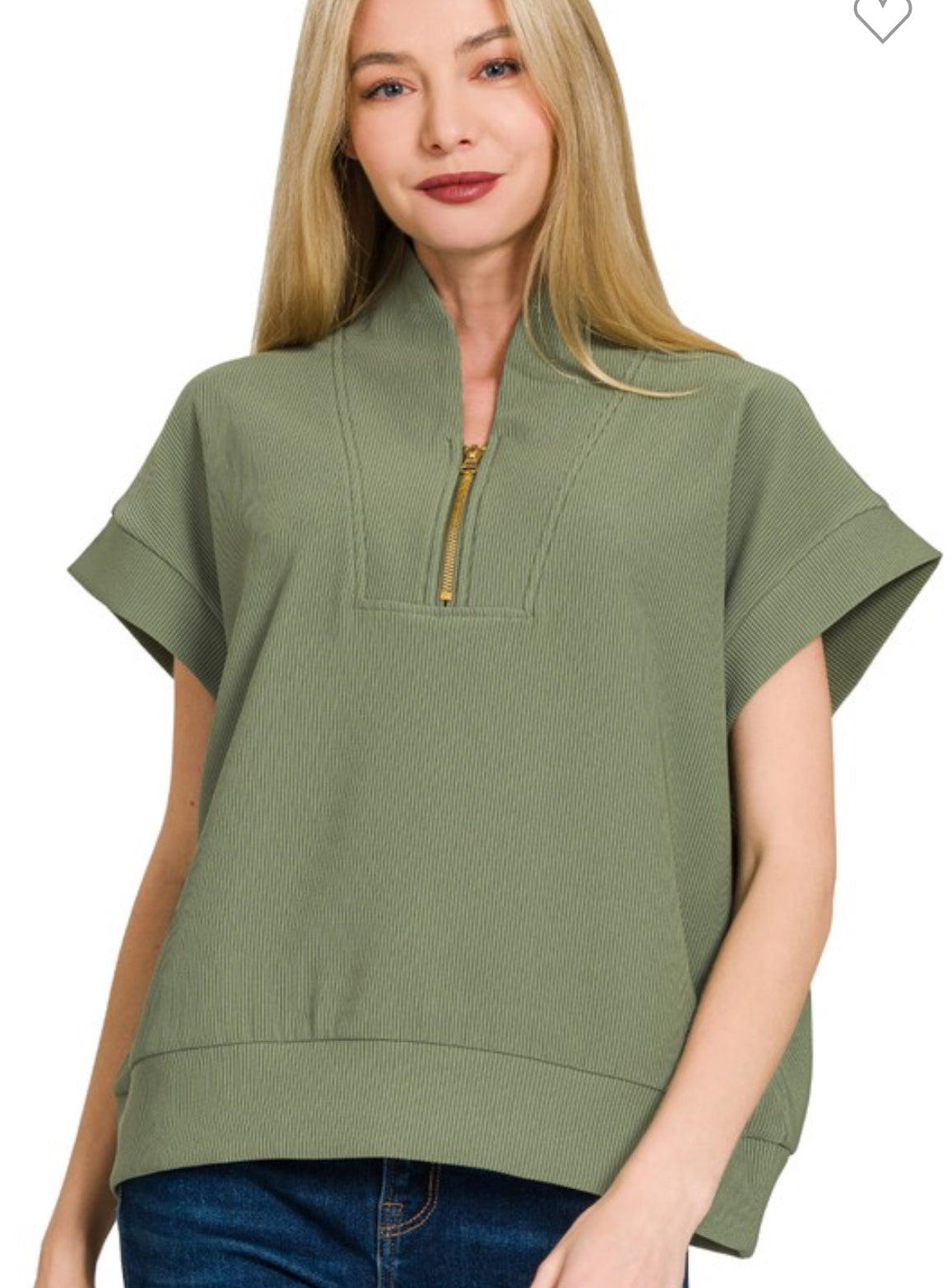 Olive half zip top