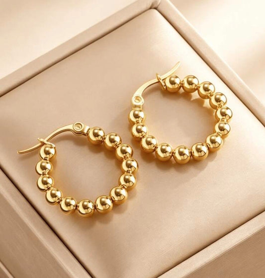 Gold bead hoops