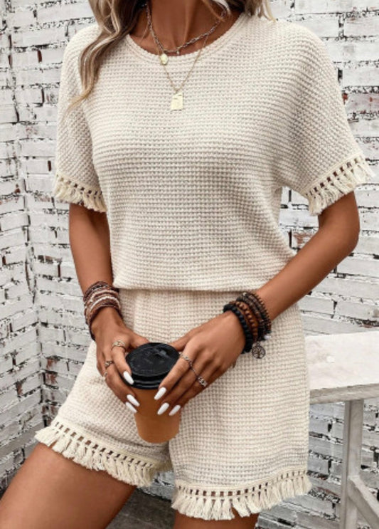 Fringe tan set