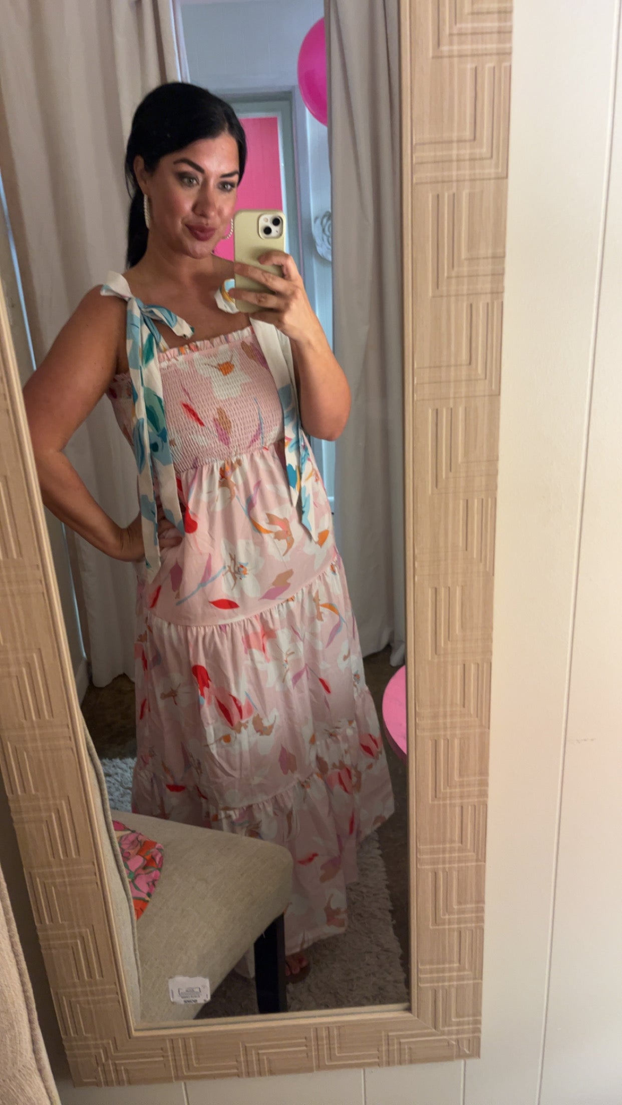 Baby doll pink tie dress