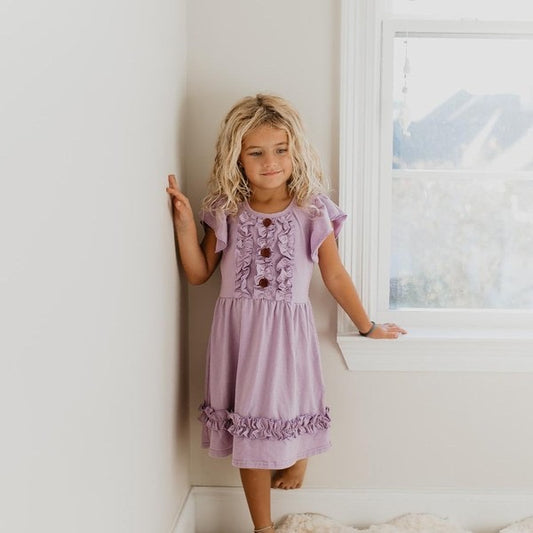 Ruffle Button Lavender Spring dress
