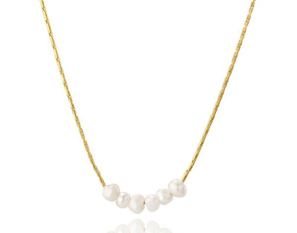 14 K non tarnish  real fresh water pearl necklace