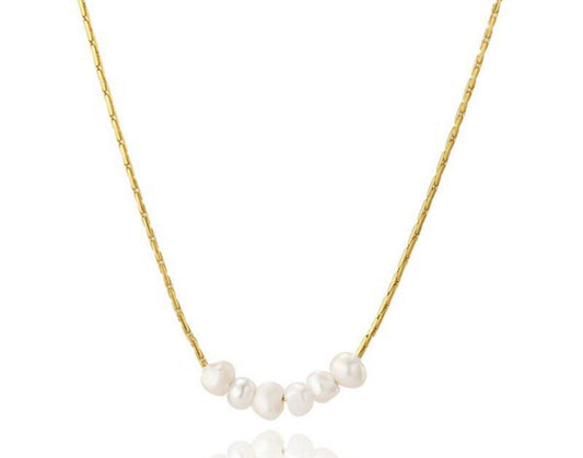 14 K non tarnish  real fresh water pearl necklace