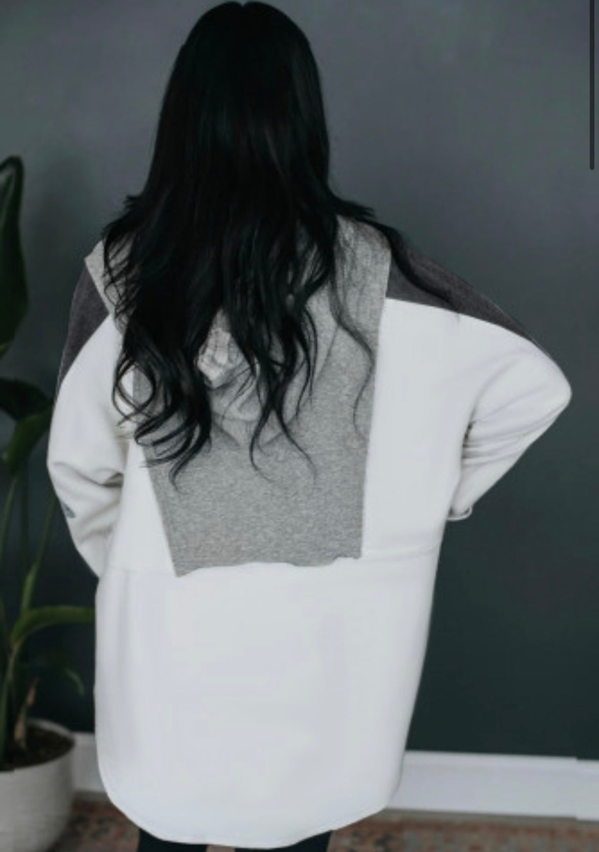Gray color block hoodie