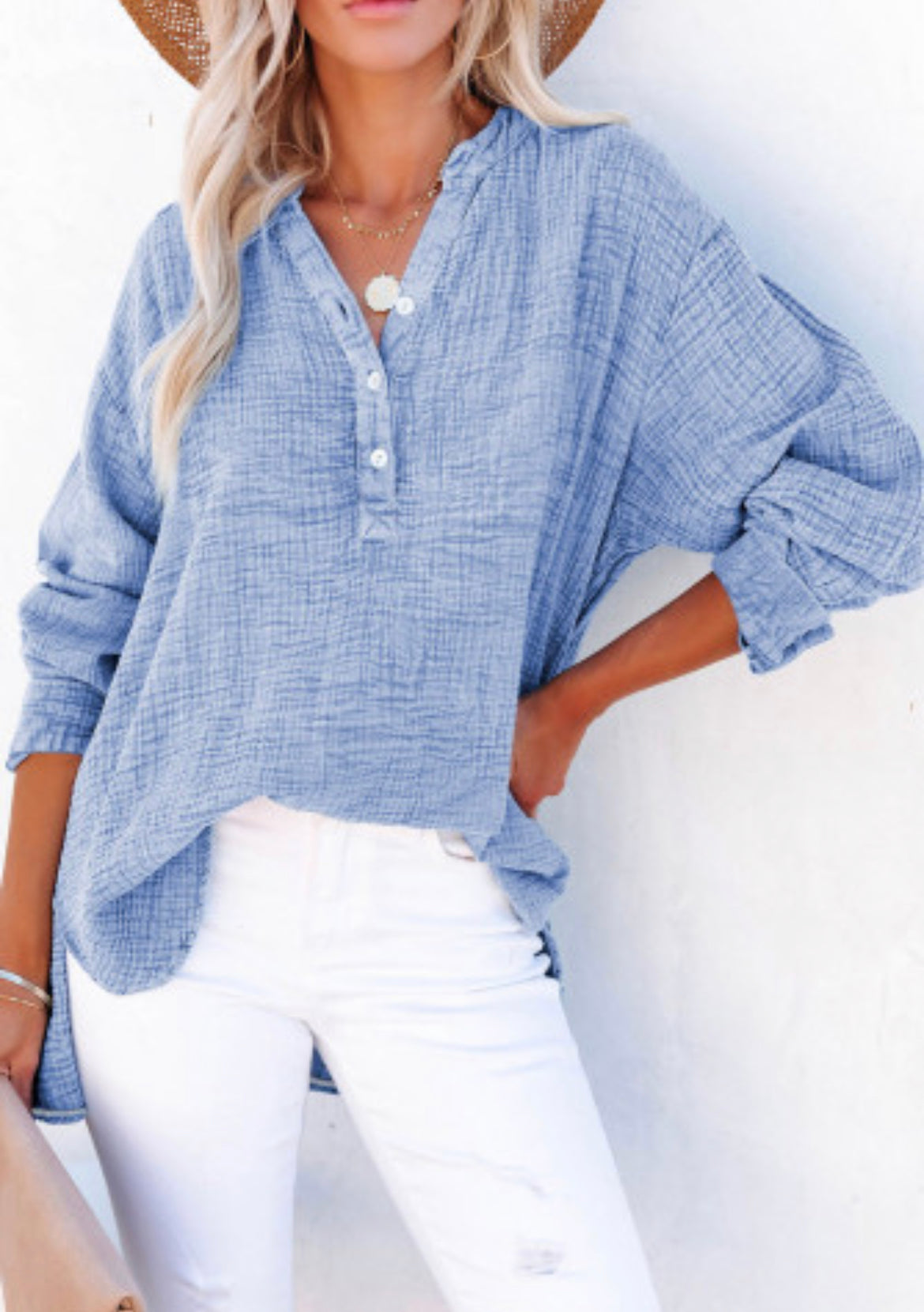 Textured henley top