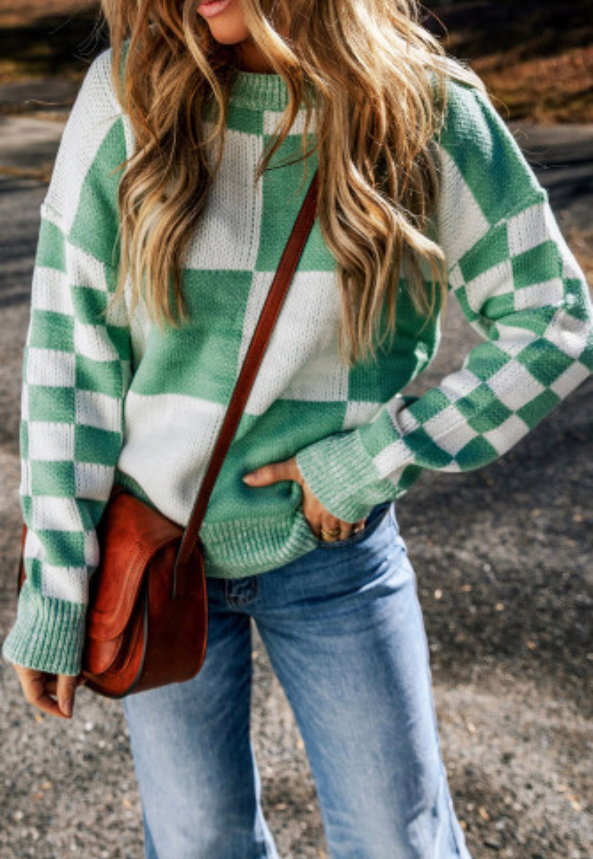 Green check sweater