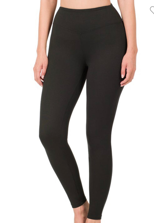 Performance microfiber wide waistband leggings